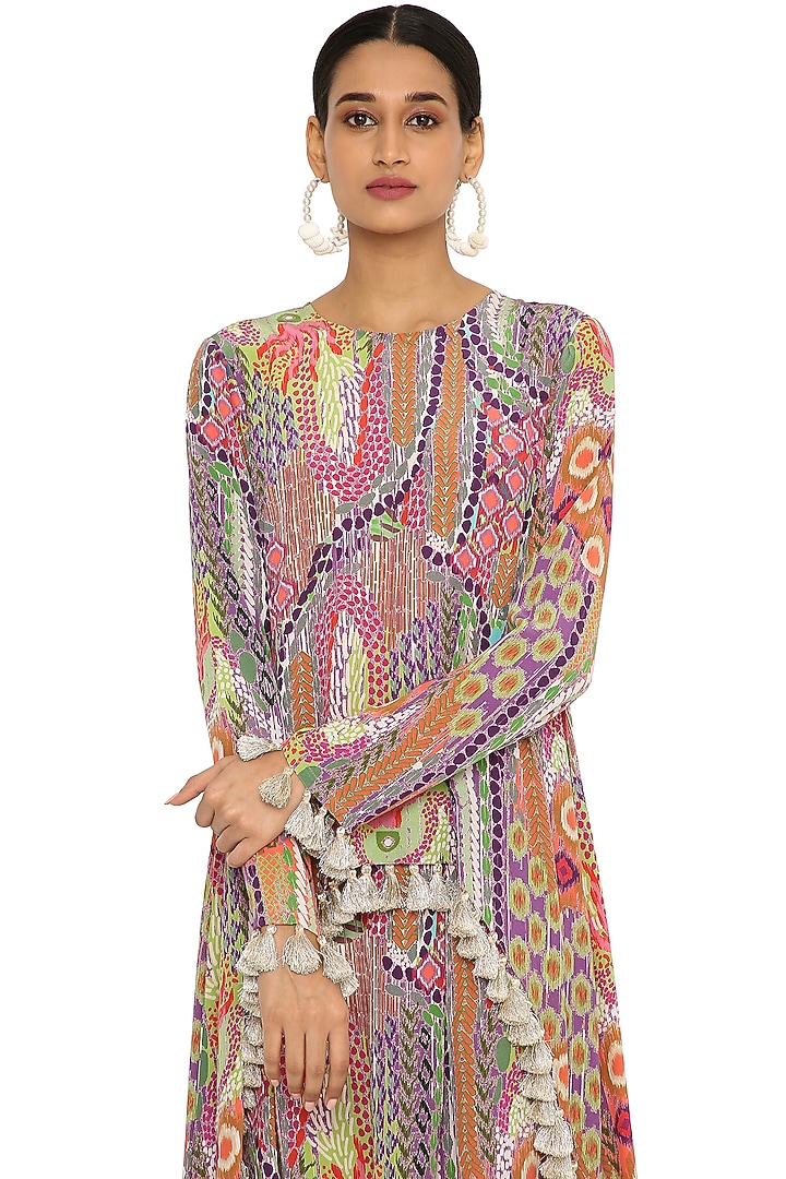 Multi-Colored Crepe Low-Crotch Pant Set by Payal Singhal at Pernia's Pop Up Shop