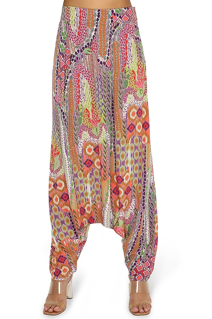 Multi-Colored Crepe Low-Crotch Pant Set by Payal Singhal at Pernia's Pop Up Shop