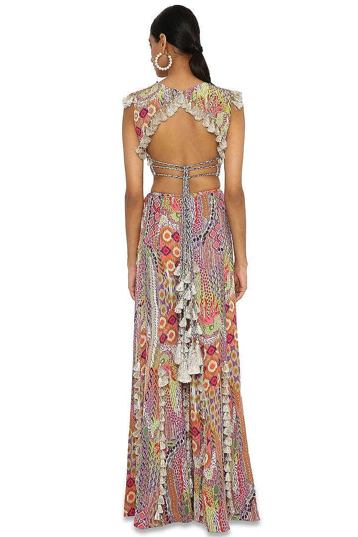 Multi-Colored Crepe Printed Wedding Sharara Set by Payal Singhal at Pernia's Pop Up Shop
