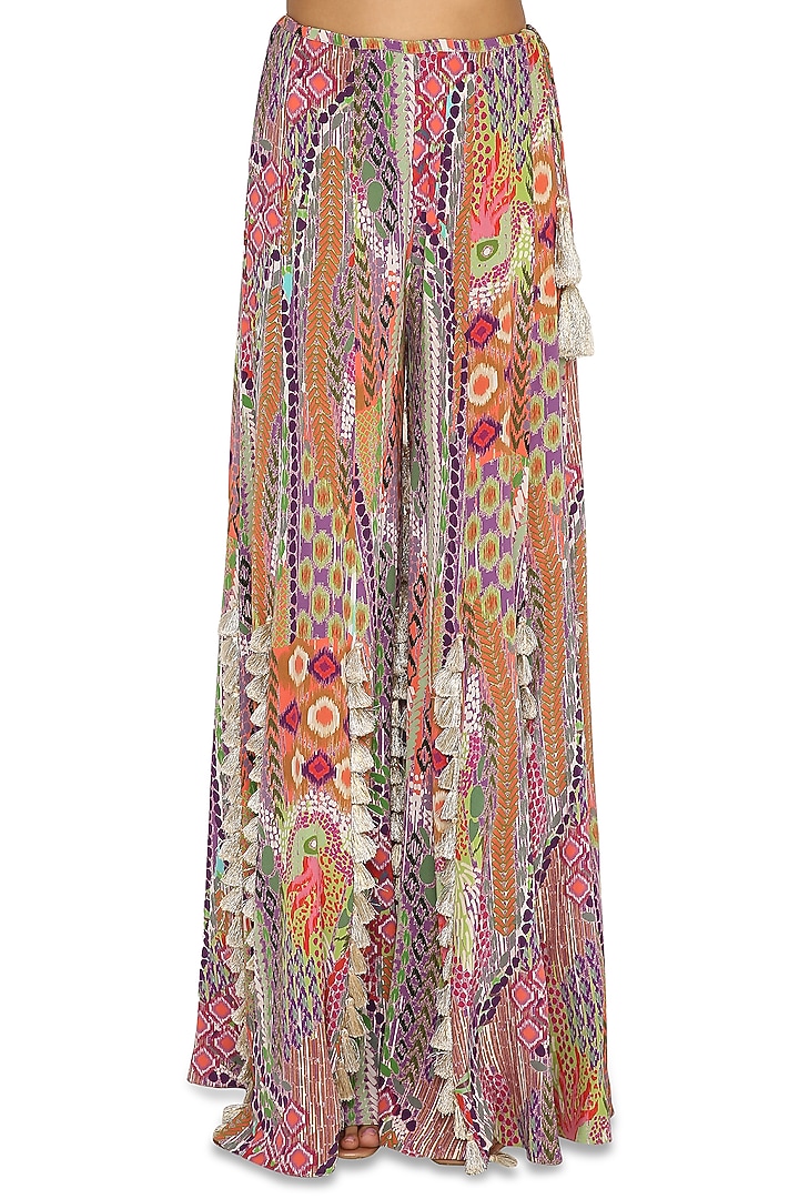 Multi-Colored Crepe Printed Wedding Sharara Set by Payal Singhal at Pernia's Pop Up Shop