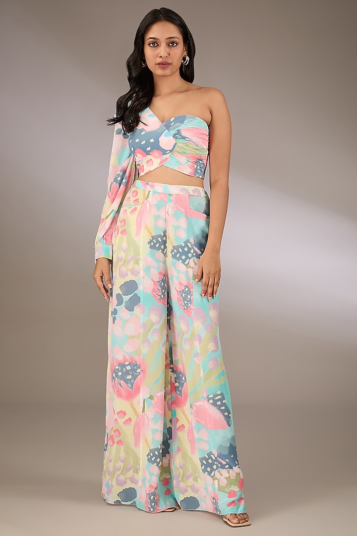 Multi-Colored Crepe Digital Printed Palazzo Pant Set by Payal Singhal at Pernia's Pop Up Shop