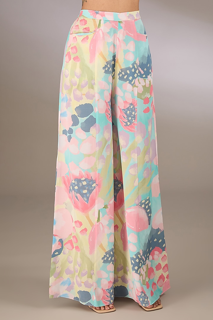 Multi-Colored Crepe Digital Printed Palazzo Pant Set by Payal Singhal at Pernia's Pop Up Shop