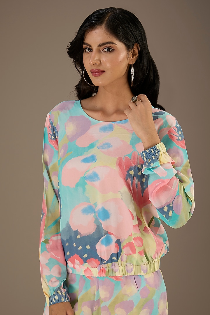 Multi-Colored Crepe Euphoria Digital Printed Co-ord Set by Payal Singhal at Pernia's Pop Up Shop