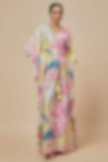 Multi-Colored Silk Mul Printed Kaftan by Payal Singhal at Pernia's Pop Up Shop