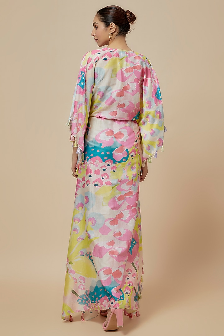 Multi-Colored Silk Mul Printed Kaftan by Payal Singhal at Pernia's Pop Up Shop