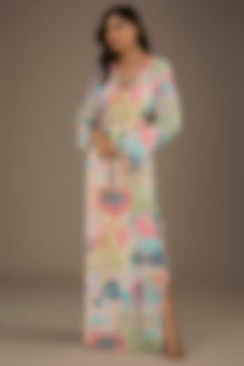 Multi-Colored Crepe Euphoria Digital Printed Kaftan by Payal Singhal at Pernia's Pop Up Shop