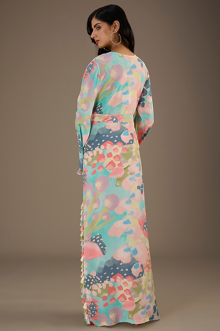 Multi-Colored Crepe Euphoria Digital Printed Kaftan by Payal Singhal at Pernia's Pop Up Shop