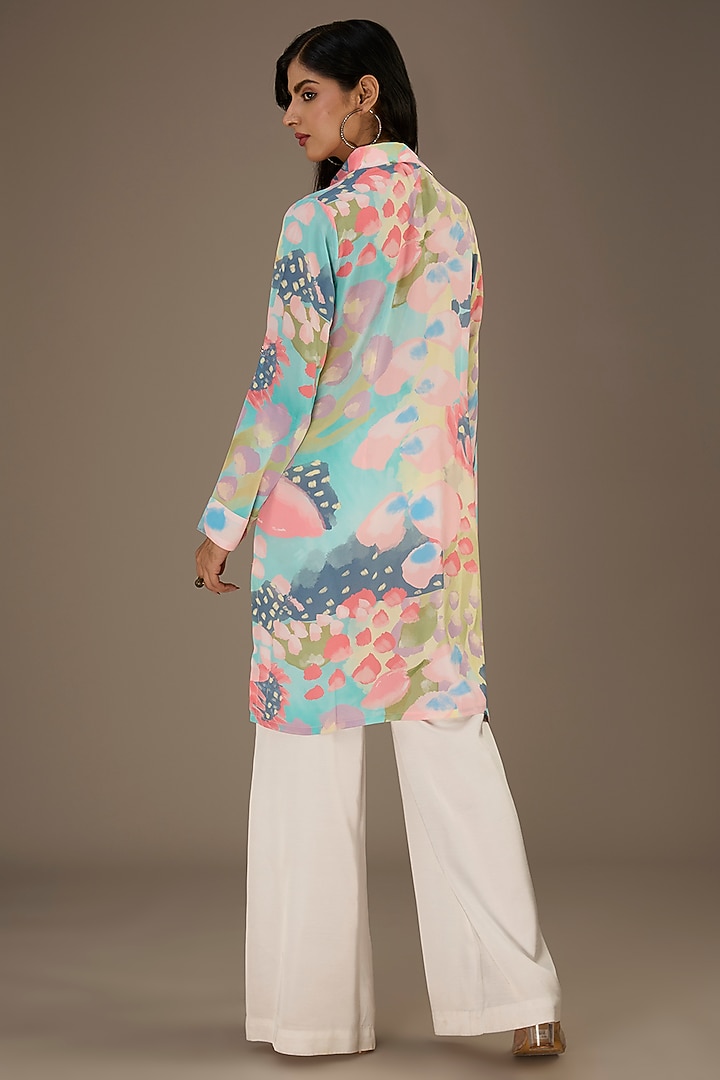 Multi-Colored Crepe Euphoria Digital Printed Vacation Shirt Dress by Payal Singhal at Pernia's Pop Up Shop