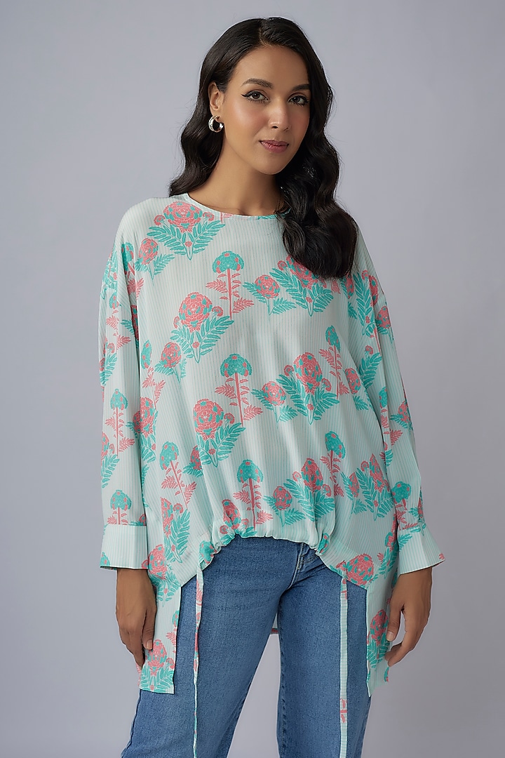 Pink Crepe Printed Tunic by Payal Singhal at Pernia's Pop Up Shop