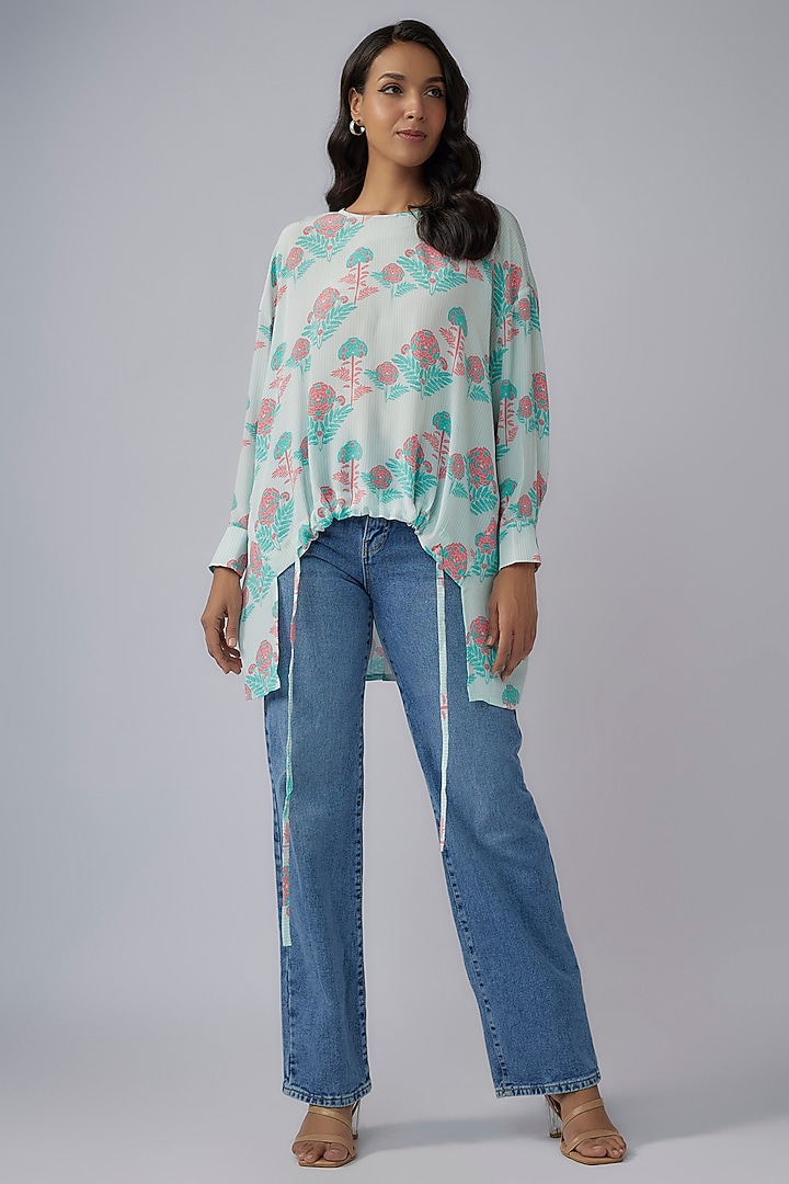 Pink Crepe Printed Tunic by Payal Singhal at Pernia's Pop Up Shop