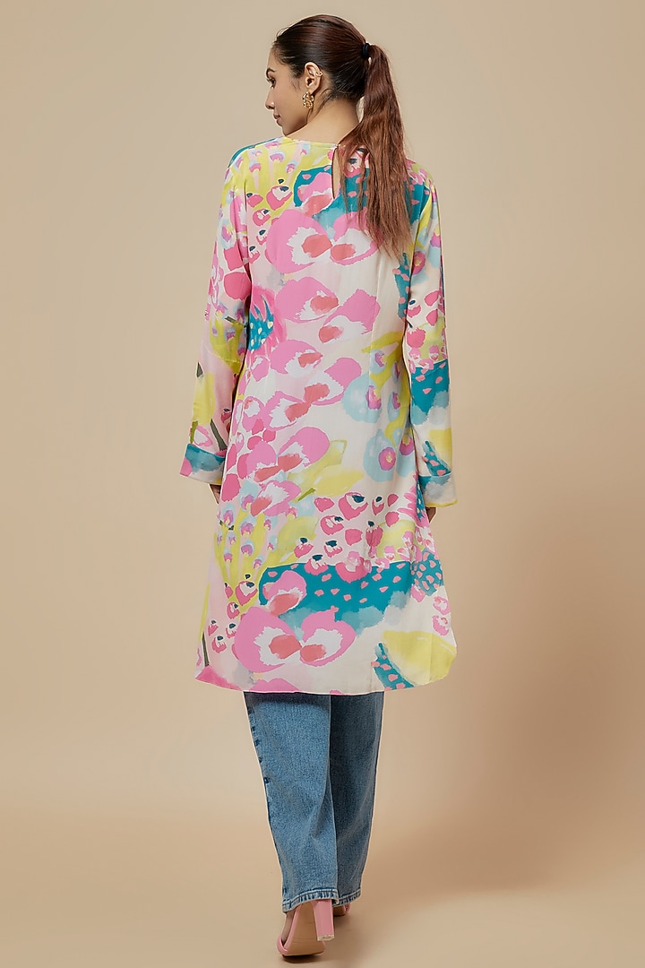 Multi-Colored Crepe Printed High-Low Tunic by Payal Singhal at Pernia's Pop Up Shop