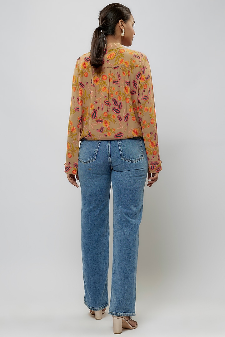 Brown Crepe Jaal Printed Top by Payal Singhal at Pernia's Pop Up Shop