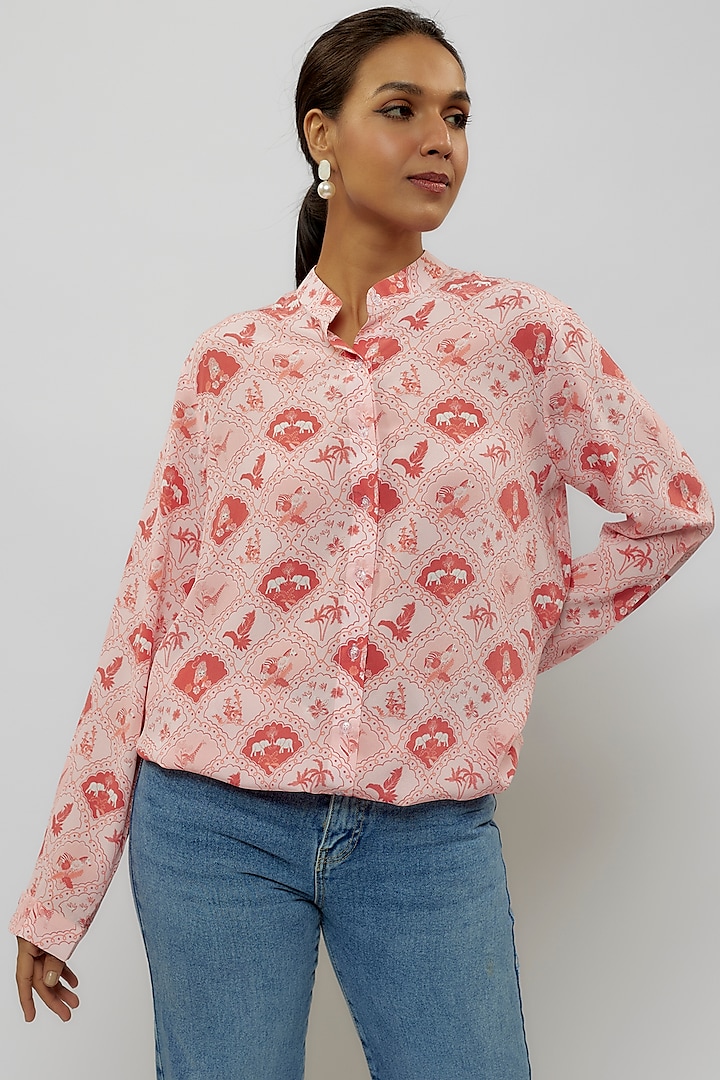 Blush Pink Crepe Digital Printed Top by Payal Singhal at Pernia's Pop Up Shop