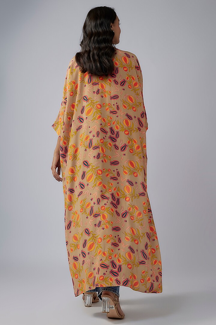 Brown Crepe Printed High-Low Tunic by Payal Singhal at Pernia's Pop Up Shop