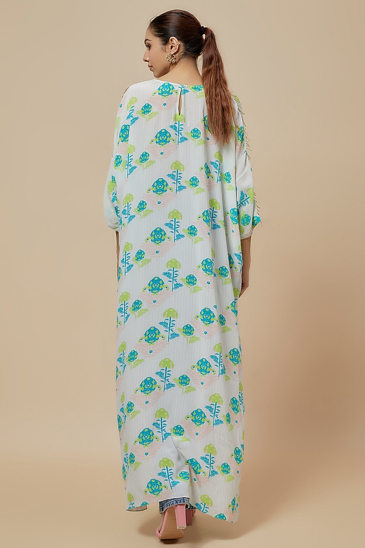 White Crepe Printed High-Low Tunic by Payal Singhal at Pernia's Pop Up Shop