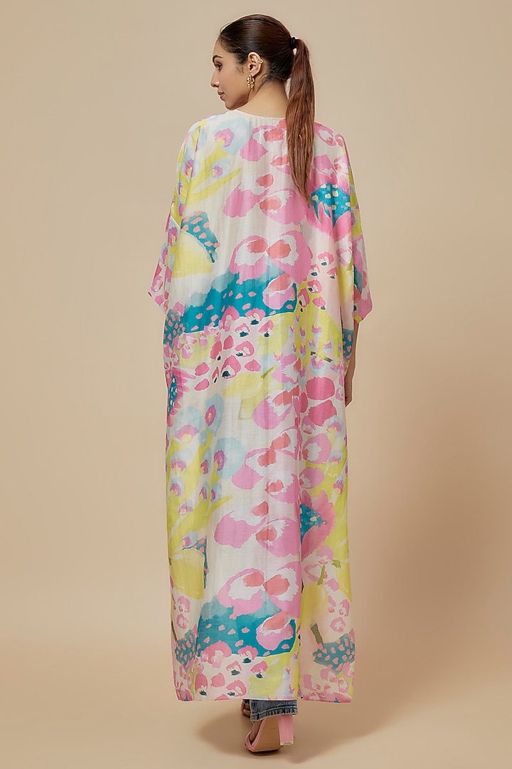 Multi-Colored Silk Mul Printed High-Low Tunic by Payal Singhal at Pernia's Pop Up Shop