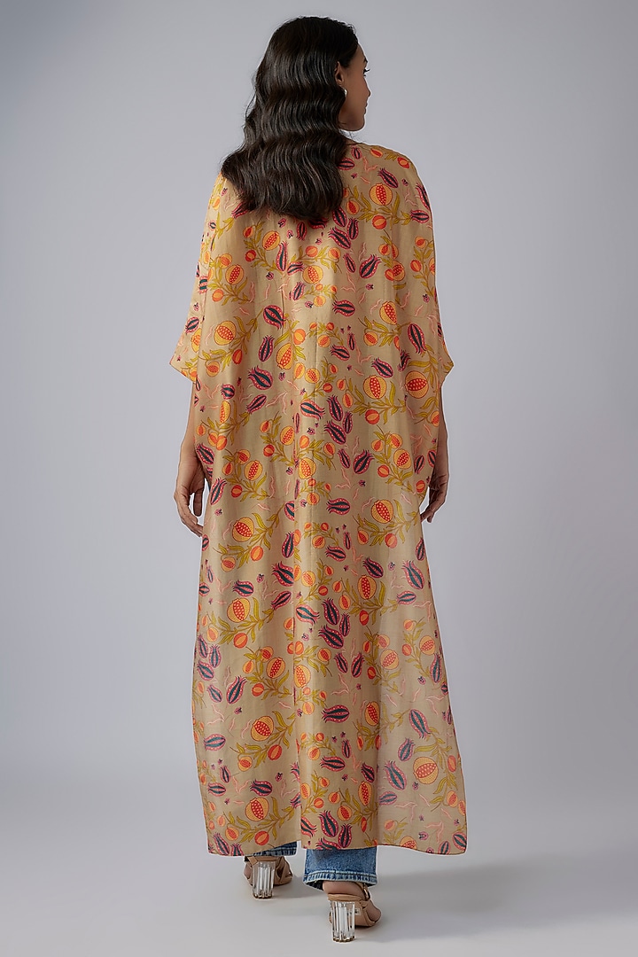 Brown Silk Mul Printed High-Low Tunic by Payal Singhal at Pernia's Pop Up Shop