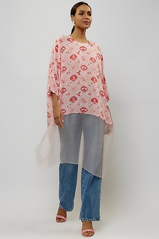 Blush Pink Crepe Digital Printed Tunic by Payal Singhal