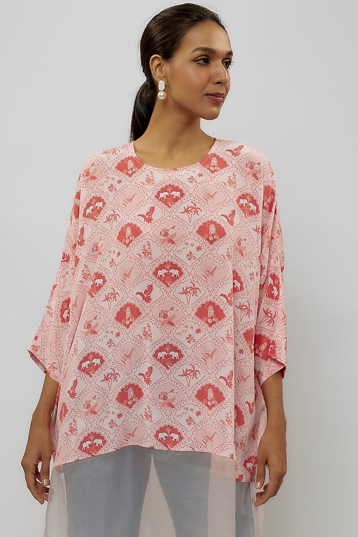 Blush Pink Crepe Digital Printed Tunic by Payal Singhal at Pernia's Pop Up Shop
