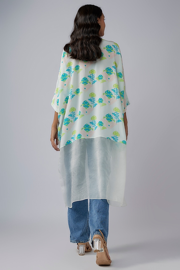 Green Crepe & Organza Printed Tunic by Payal Singhal at Pernia's Pop Up Shop