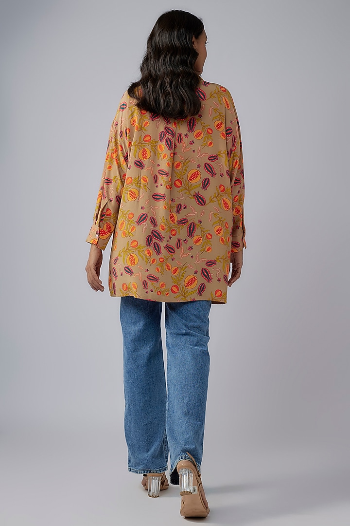 Brown Crepe Printed Tunic by Payal Singhal at Pernia's Pop Up Shop