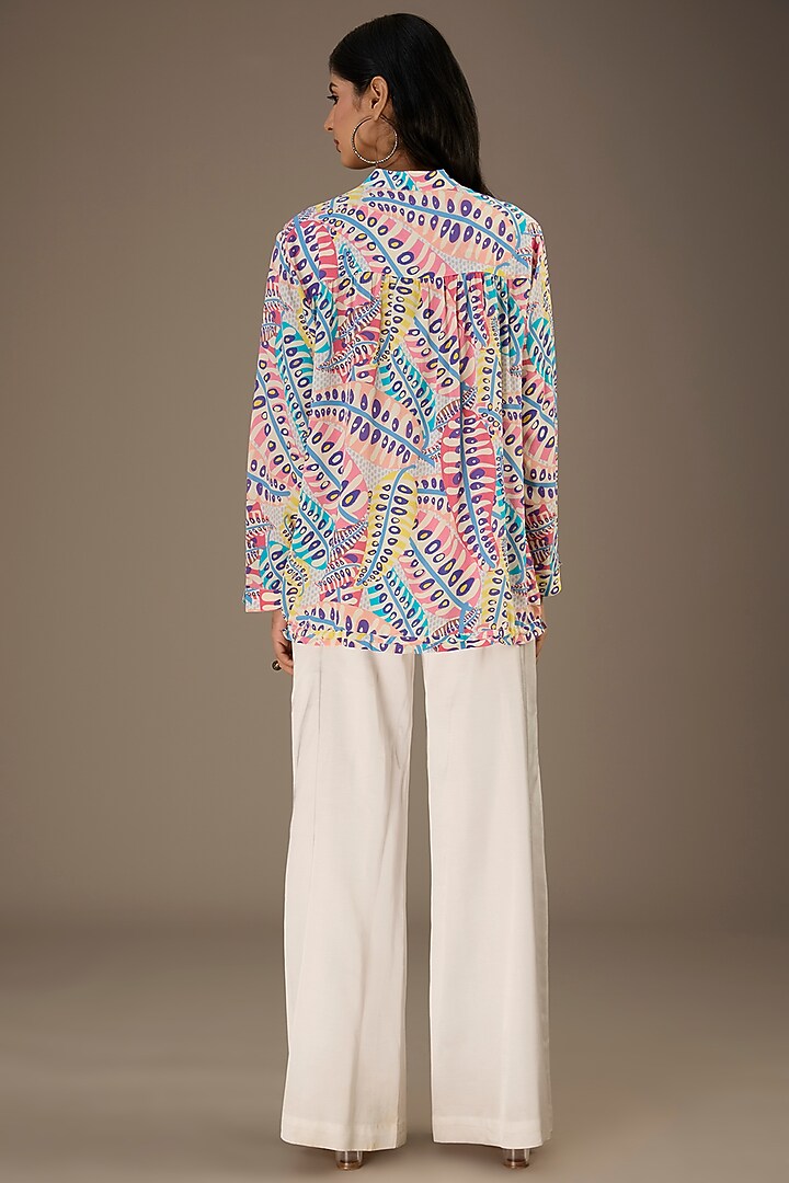 Blue Crepe Digital Printed Top by Payal Singhal at Pernia's Pop Up Shop