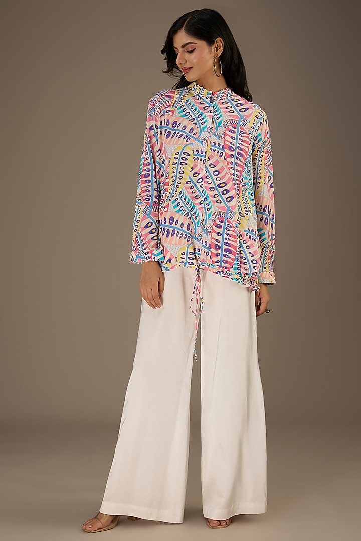 Blue Crepe Digital Printed Top by Payal Singhal at Pernia's Pop Up Shop