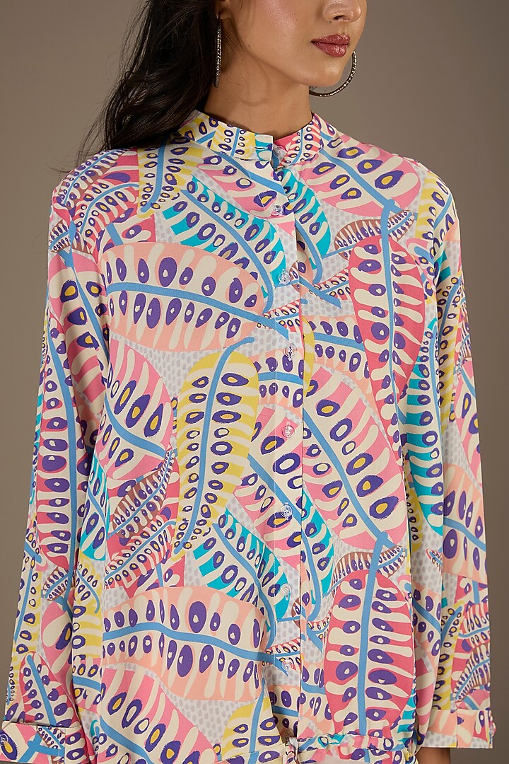 Blue Crepe Digital Printed Top by Payal Singhal at Pernia's Pop Up Shop