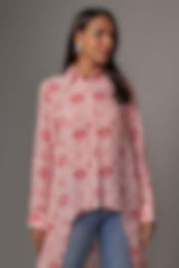 Blush Pink Crepe Digital Printed High-Low Tunic by Payal Singhal