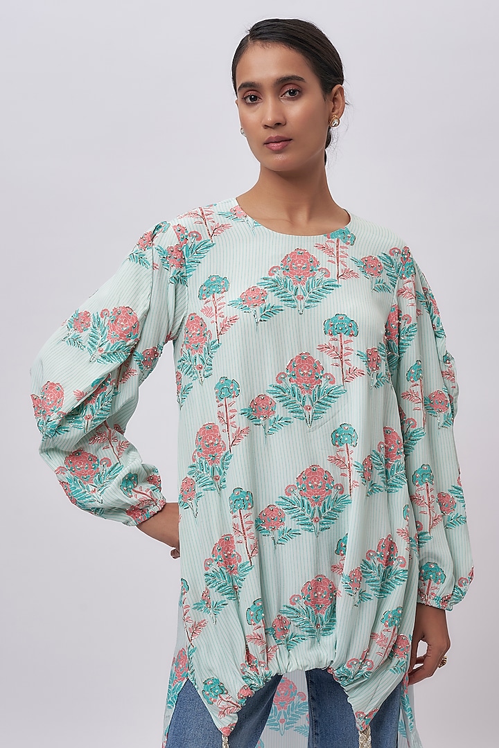 Pink Crepe Digital Printed Tunic by Payal Singhal at Pernia's Pop Up Shop