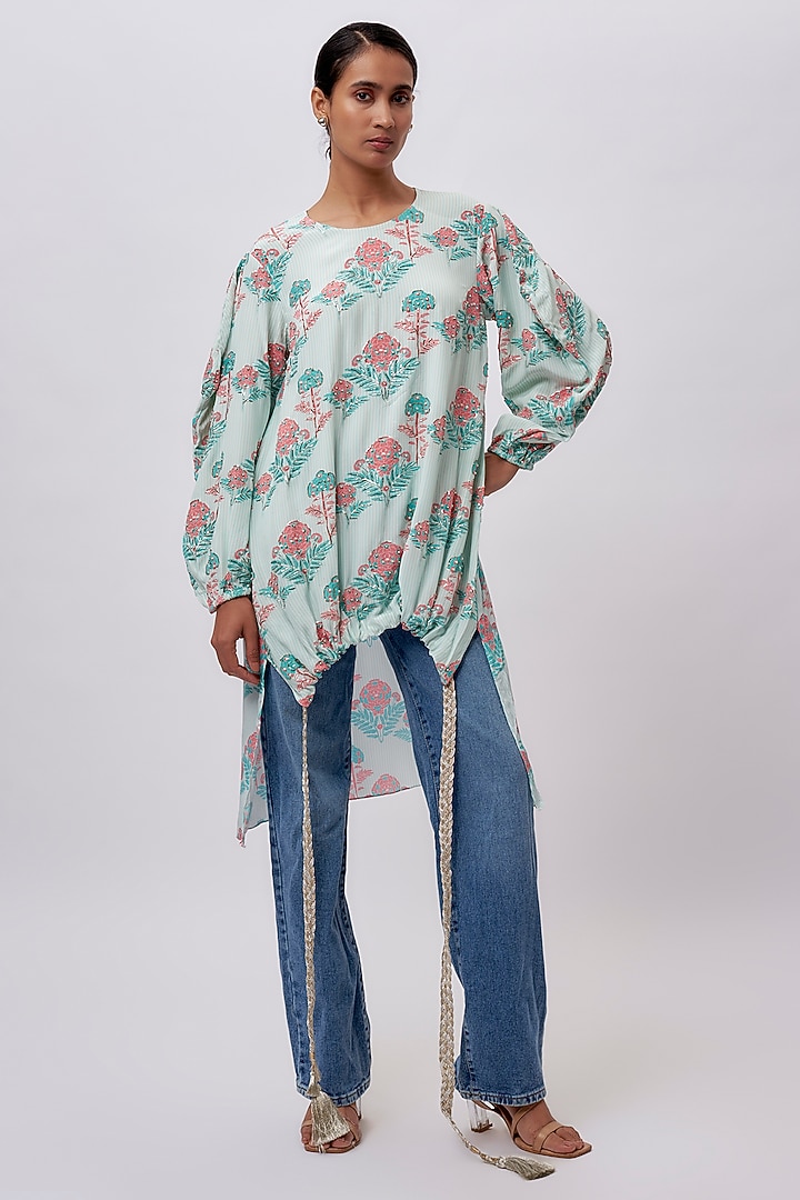 Pink Crepe Digital Printed Tunic by Payal Singhal at Pernia's Pop Up Shop