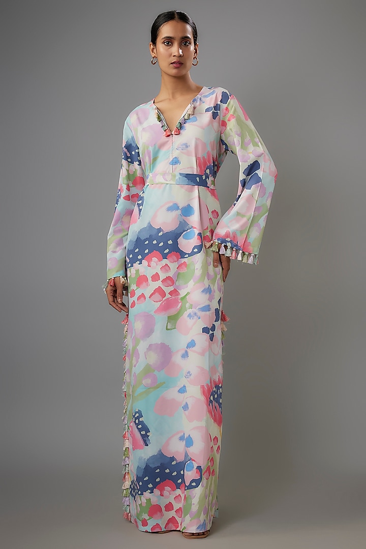 Multi-Colored Crepe Euphoria Printed Kaftan by Payal Singhal at Pernia's Pop Up Shop