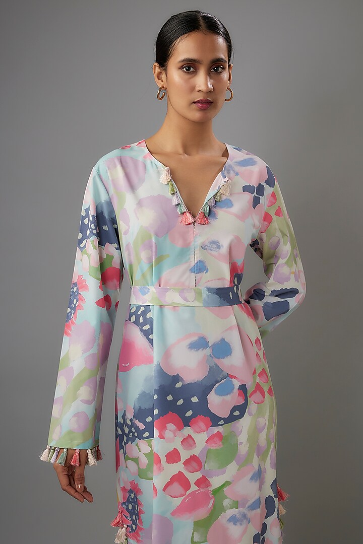 Multi-Colored Crepe Euphoria Printed Kaftan by Payal Singhal at Pernia's Pop Up Shop