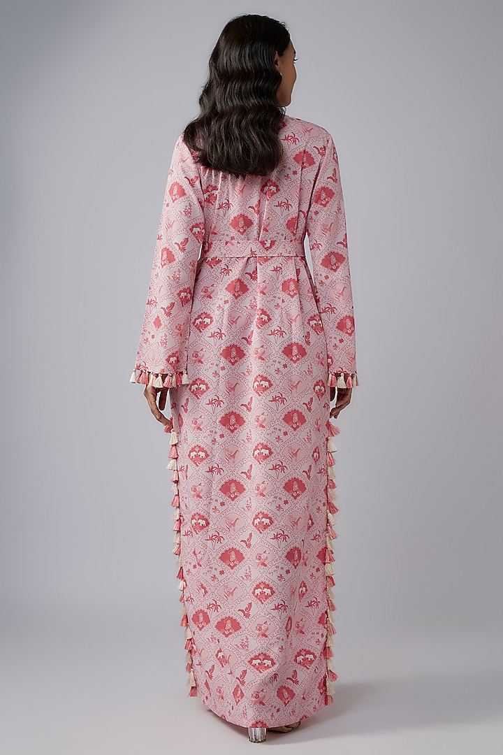 Blush Pink Art Crepe Printed Kaftan by Payal Singhal at Pernia's Pop Up Shop