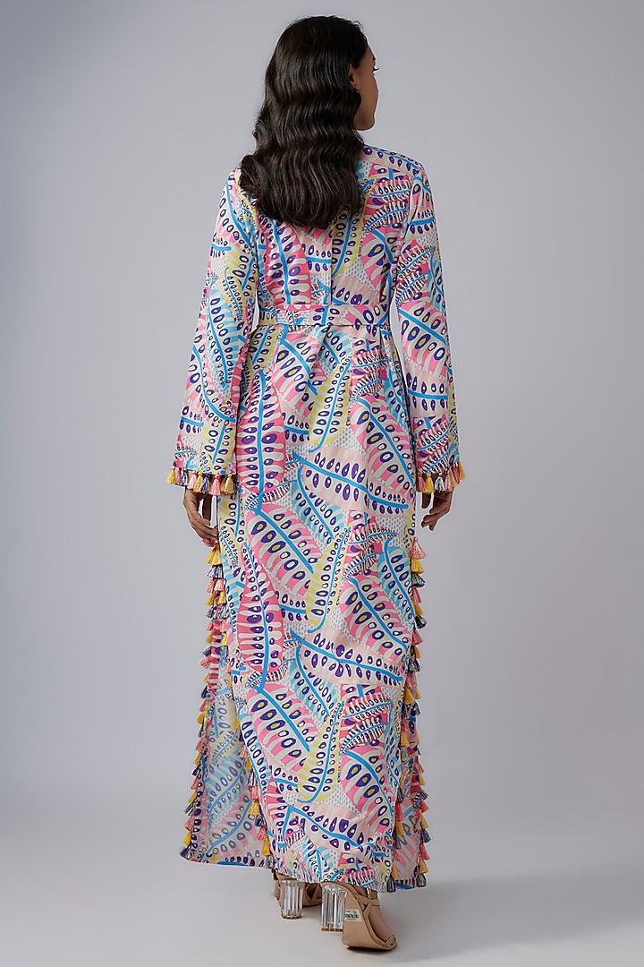 Blue Art Crepe Printed Kaftan by Payal Singhal at Pernia's Pop Up Shop