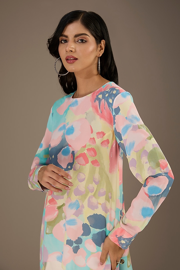 Multi-Colored Crepe Euphoria Digital Printed Tunic by Payal Singhal at Pernia's Pop Up Shop