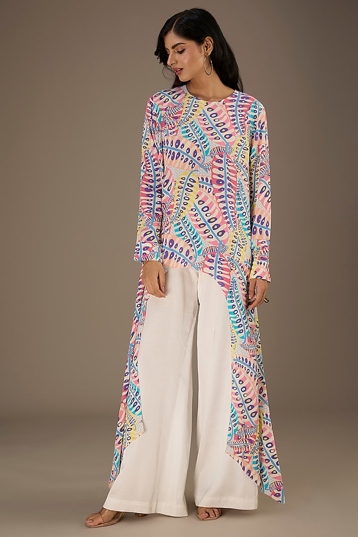 Blue Crepe Euphoria Digital Printed Tunic by Payal Singhal at Pernia's Pop Up Shop