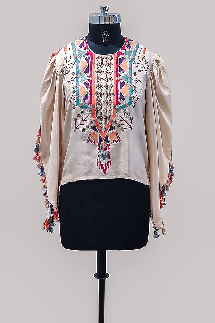 Stone White Embroidered Top by PS Pret by Payal Singhal at Pernia's Pop Up Shop