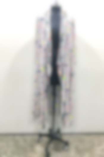 Lavender Bandhani Kilim Printed Kimono Jacket by PS Pret by Payal Singhal at Pernia's Pop Up Shop