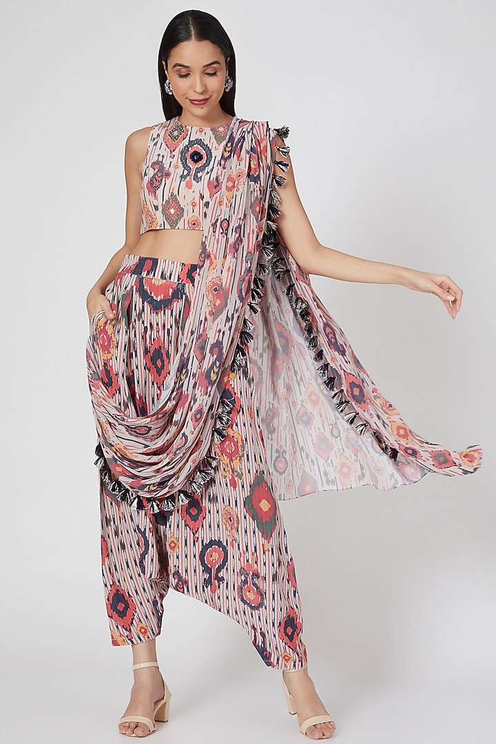 Blush Pink Embroidered & Printed Co-Ord Set by Payal Singhal at Pernia's Pop Up Shop