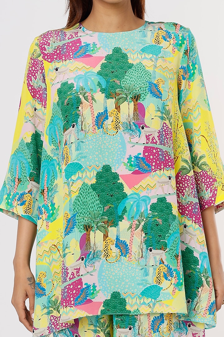 Pale Yellow Crepe Printed Co-Ord Set by PS Pret by Payal Singhal at Pernia's Pop Up Shop