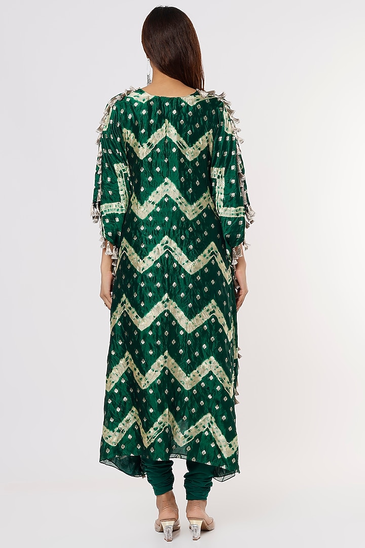 Emerald Green Embroidered & Printed Kaftan Set by Payal Singhal at Pernia's Pop Up Shop