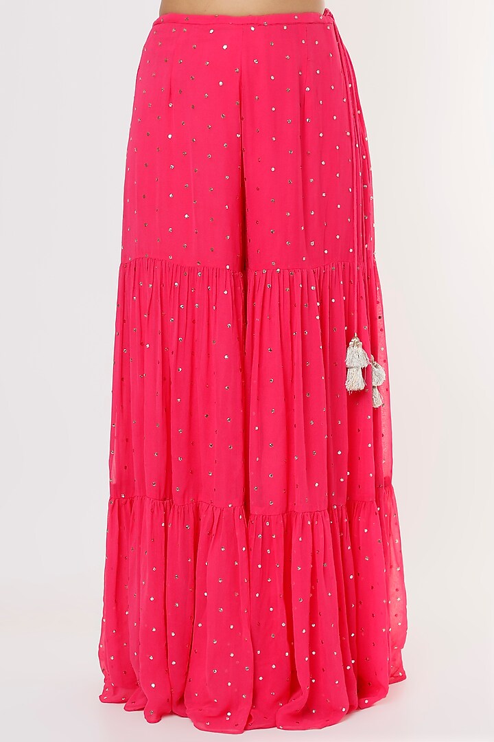 Hot Pink Georgette Bridal Sharara Set by Payal Singhal at Pernia's Pop Up Shop