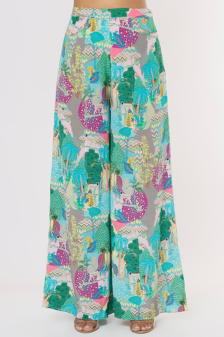 Grey Printed Palazzo Pant Set by PS Pret by Payal Singhal at Pernia's Pop Up Shop