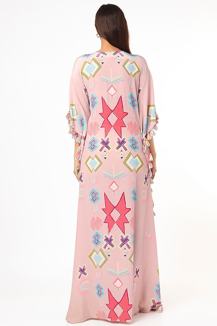 Pink Ikat Star Printed Kaftan by Payal Singhal at Pernia's Pop Up Shop