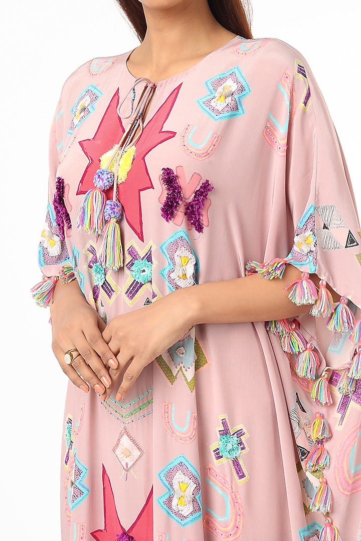 Pink Ikat Star Printed Kaftan by Payal Singhal at Pernia's Pop Up Shop