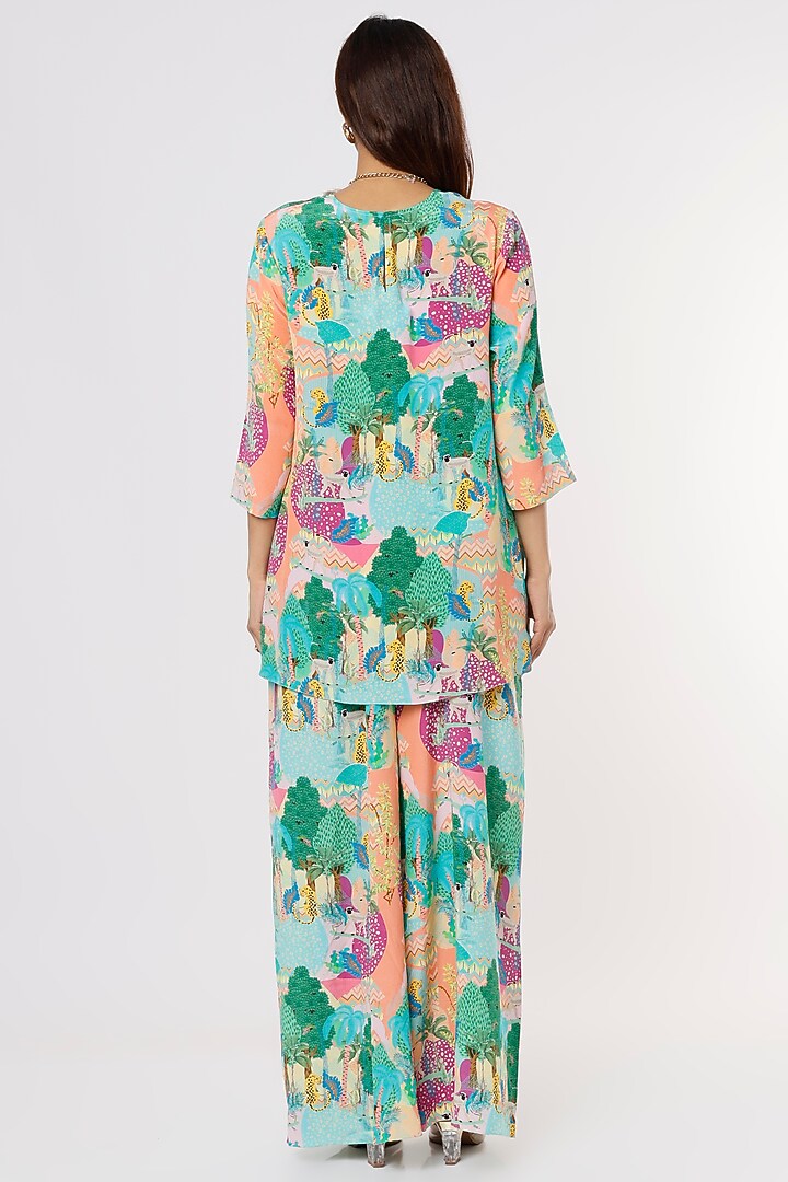 Peach Printed Palazzo Pant Set by PS Pret by Payal Singhal at Pernia's Pop Up Shop