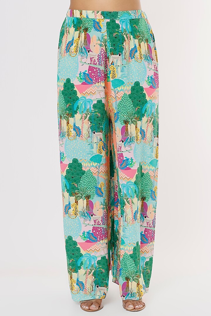 Peach Printed Palazzo Pant Set by PS Pret by Payal Singhal at Pernia's Pop Up Shop