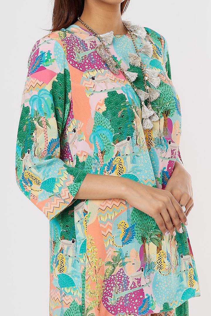 Peach Printed Palazzo Pant Set by PS Pret by Payal Singhal at Pernia's Pop Up Shop