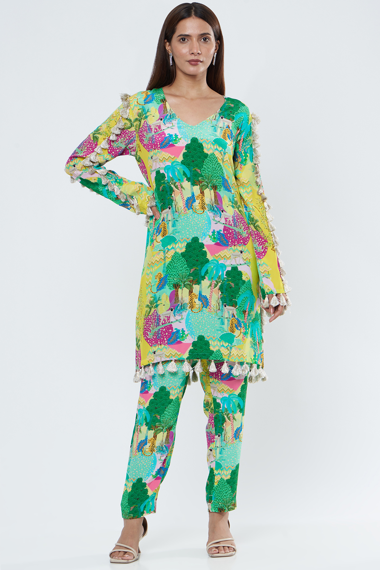 Multi-Colored Crepe Printed Cigarette Pant Set by PS Pret by Payal Singhal at Pernia's Pop Up Shop